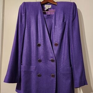 Worthington Violet Double-Breasted 2 Piece suit With Skirt Included